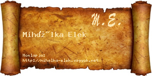Mihálka Elek névjegykártya